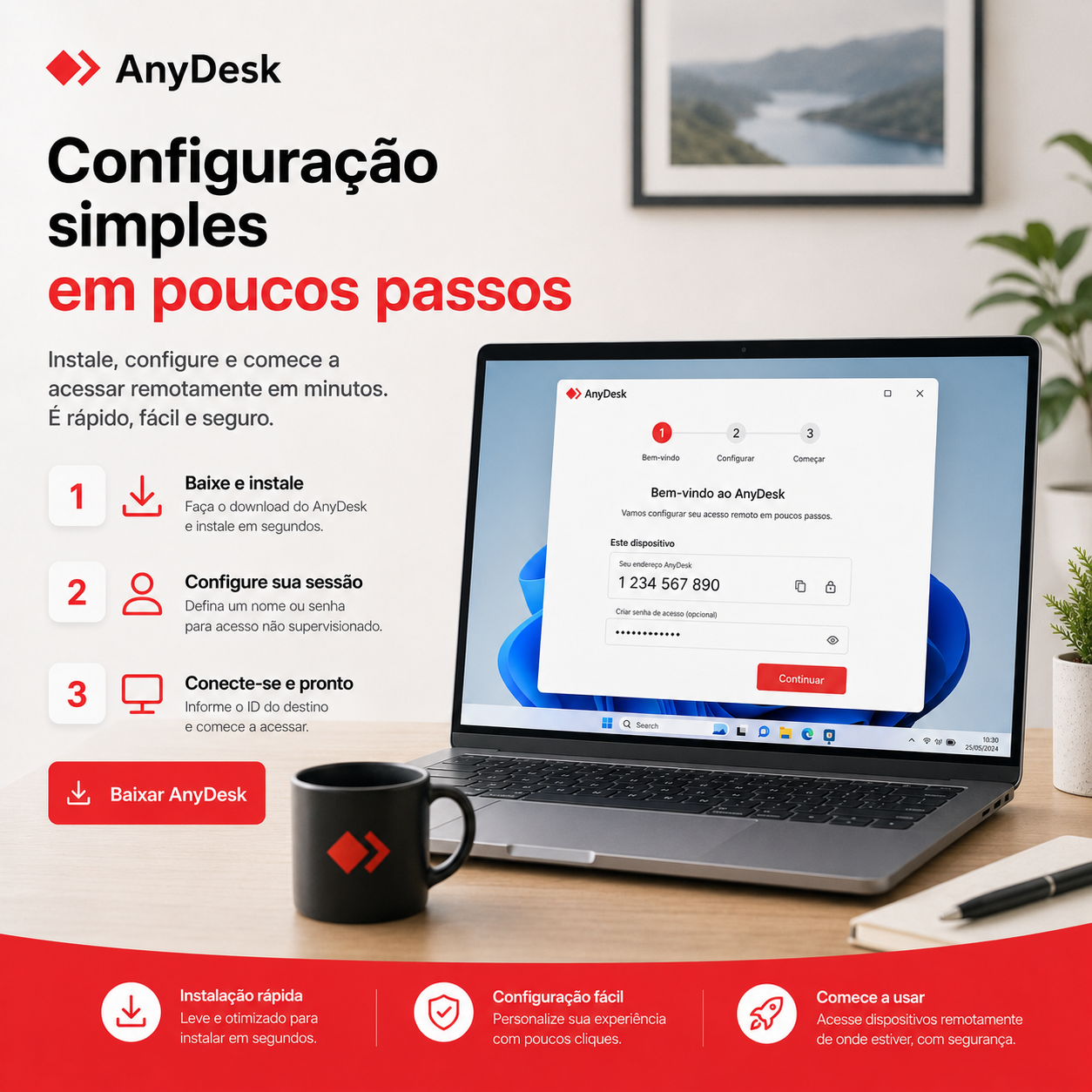 Trecho de termos de uso lido na tela ao lado da janela de um programa de acesso remoto